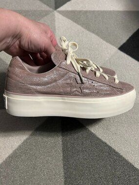 Converse One Star Platform OX Low Diffused Taupe (Pink Hue) Shimmery Women's 7